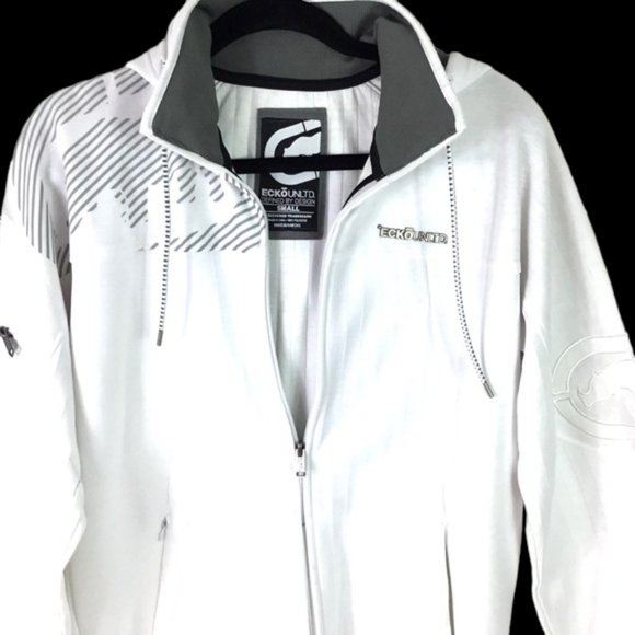 Ecko Unltd. White Zipper Hoodie front pockets size small zipper - Picture 3 of 9